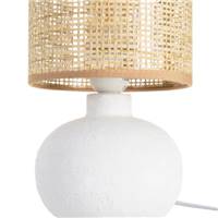 Olympe lampe de table ronde en céramique blanc abat-jour fibre de papier H28cm