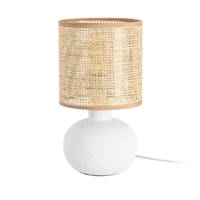 Olympe lampe de table ronde en céramique blanc abat-jour fibre de papier H28cm