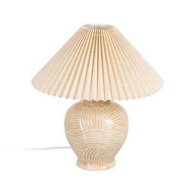 Oliag lampe de table style champignon beige et abat-jour éventail H39cm