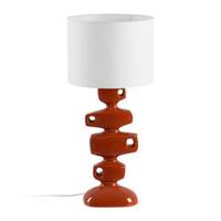 Vinus lampe de table en résine terracotta et abat-jour lin blanc H78cm
