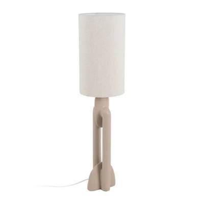 Altéra lampadaire en résine forme oragnique 2 pieds crème et abat-jour lin H142c