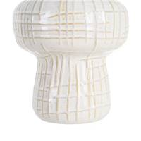 Frico lampe de table en céramique blanc petits carreaux et abat-jour lin