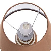 Samine lampe à poser en céramique marron rayé blanc abat-jour tissu H30cm
