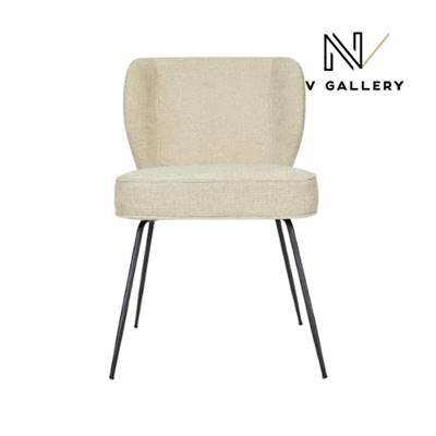 Valo chaise en tissu tweed sable et métal noir