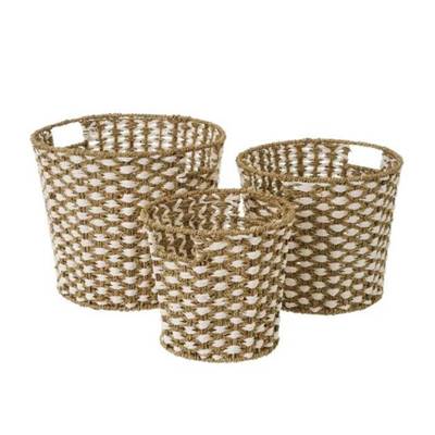 Country lot de 3 paniers en fibres naturelles tressées