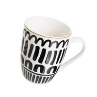 Solina lot de 4 tasses/mugs noir et blanc motif géométriques