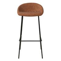 Olivia chaise de bar assise simili cuir camel pieds métal H75