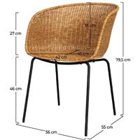 Zole chaise en résine tressée pieds métal noir