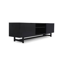Chalet meuble TV bois noir et pieds noirs 180 cm