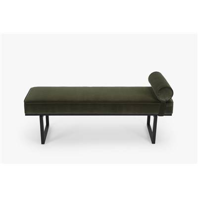 Poly banc en fer noir et tissu vert