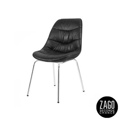 Billy chaise imitation cuir noir pieds chromés