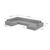 Lodce canapé panoramique d'angle droit en velours beige foncé