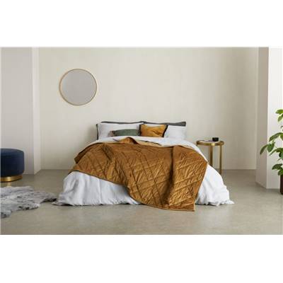 Sharmini couvre-lit velours ocre sombre 225x220