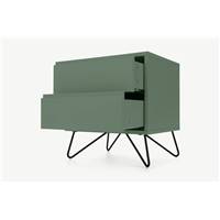 Elona table de chevet couleur vert fougère et métal noir