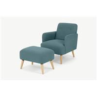 Elvi fauteuil et repose-pieds bleu sorbet