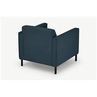Herron fauteuil en tissu bleu Égée et pieds en métal noirs