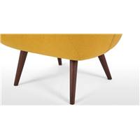 Moby fauteuil jaune d'or et bois teinté foncé