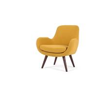Moby fauteuil jaune d'or et bois teinté foncé