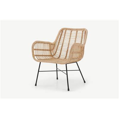 Moby fauteuil en rotin naturel et métal noir
