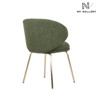 Grolette chaise en tissu vert et pieds laitonnés