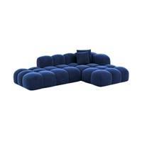 Cotton canapé salon angle gauche en velours bleu foncé