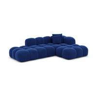 Cotton canapé salon angle droit en velours bleu foncé