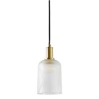 Carlie suspension simple laiton et verre strié