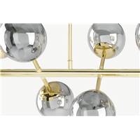 Globe grand lustre 10 ampoules laiton et verre fumé