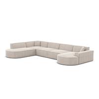 Onys canapé panoramique angle droit en tissu texturé beige