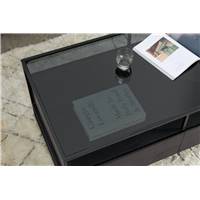 Kilby table basse bois de manguier teinté noir et verre fumé