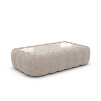 Ralia table basse rectangulaire en tissu texturé beige et verre