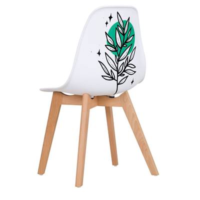 Osmosis chaise scandinave d'artiste blanche et feuille