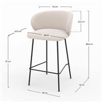 Nalon chaise ilot central tissu beige pieds métal noir H68