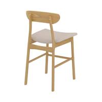 Bobby chaise pour îlot central en tissu beige et bois clair H66cm