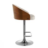 Yon chaise de bar réglable pivotant en PU beige et bois plaqué noyer