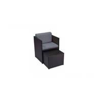 Bayonne set fauteuil et pouf de jardin gris