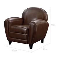 Westfild fauteuil marron en croute de cuir enduite