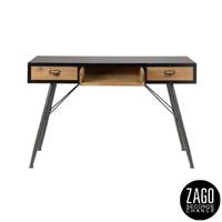 Highland console en sapin massif et métal noir 2 tiroirs