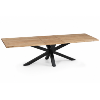 Liveo table à manger extensible 180-220 manguier bords irréguliers pieds croisés
