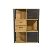 Kiko bibliothèque acacia et métal 2 portes