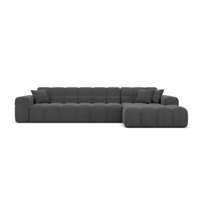 Lodce canapé d'angle droit en tissu texturé gris anthracite