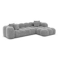 Cotton canapé d'angle droit en velours gris clair