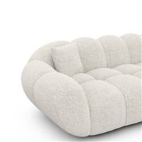 Sigono canapé d'angle droit en tissu bouclé blanc