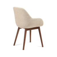 Malva chaise accoudoirs tissu beige pied chêne foncé
