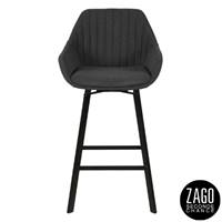 Moss chaise de bar pivotante tissu gris foncé piètement métal noir H75