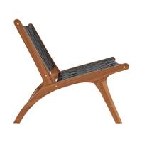 Essa fauteuil en teck et cuir tressé noir