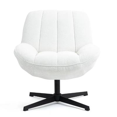 Rena fauteuil pivotant en tissu texturé blanc
