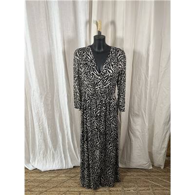 SEE U SOON Robe longue noire et beige - M