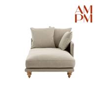 Lamo méridienne droite en tissu tweedé naturel gris clair