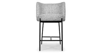 Gilo tabouret de bar tissu gris tweed et métal noir